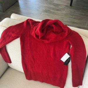Woman Red Cowl Neck Sweater